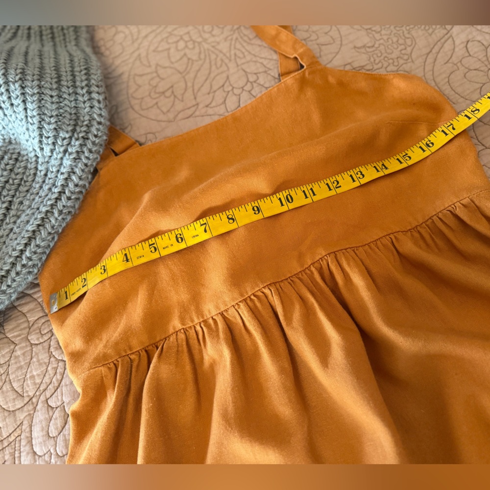 Sonoma Butternut Sienna Burnt Orange Linen Blend Pinafore Dress, Size S - Picture 9 of 15